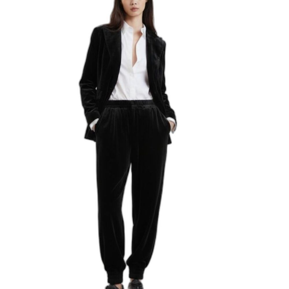 Banana Republic Women's Black Velvet Blazer Jogger Pant Set Size 12/L